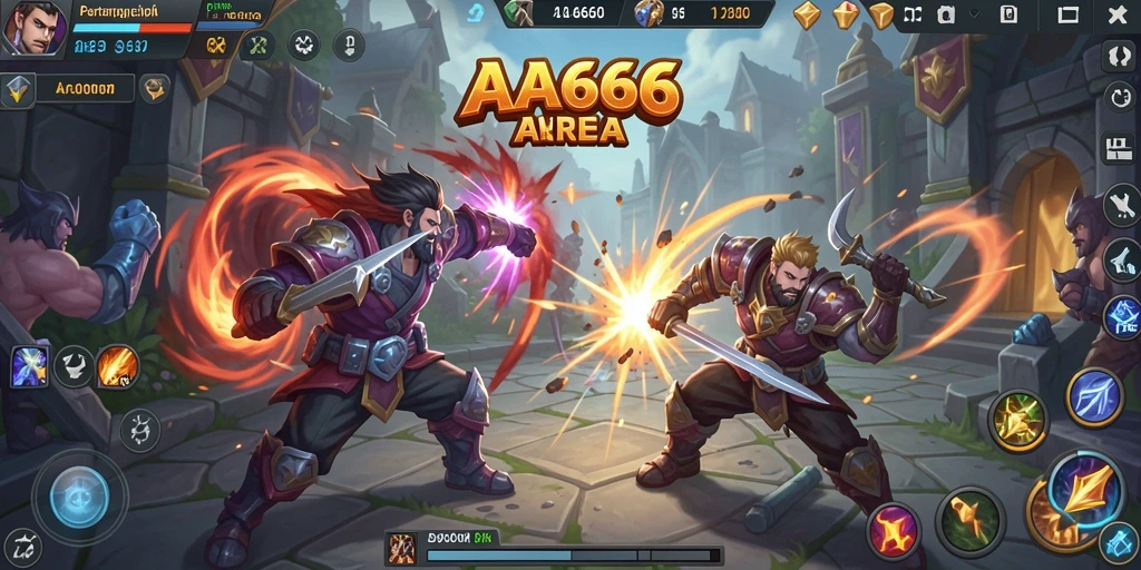Tampilan gameplay AA666 yang mengasyikkan di arena pertarungan MOBA.