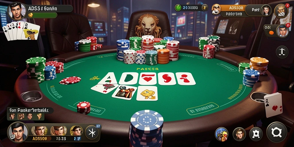 Screenshot gameplay Poker menampilkan aksi seru dan interaksi pemain.