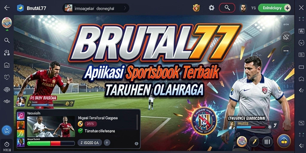 Screenshot utama BRUTAL77 menampilkan tampilan taruhan olahraga interaktif.