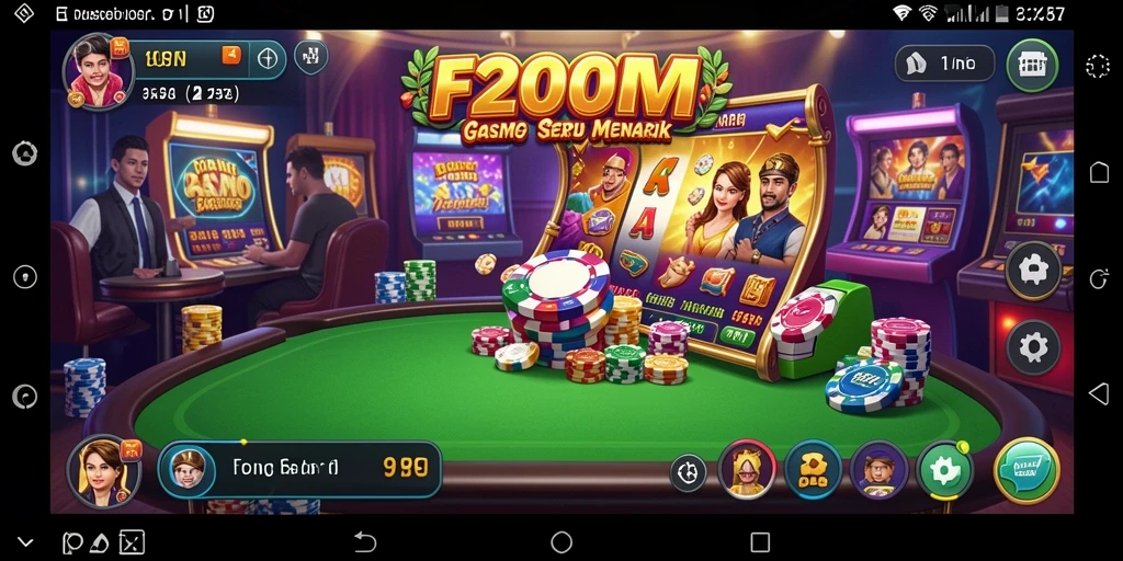 Tangkapan layar utama F200M menunjukkan gameplay Kasino yang seru dan mendebarkan.