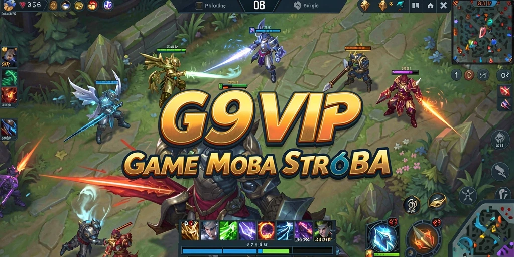 Tampilan aksi menarik dalam G9VIP dengan sistem MOBA yang inovatif.