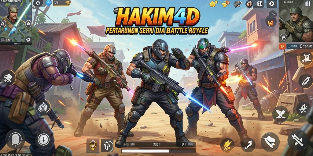 Screenshot gameplay HAKIM4D menampilkan pertempuran di arena Battle Royale.