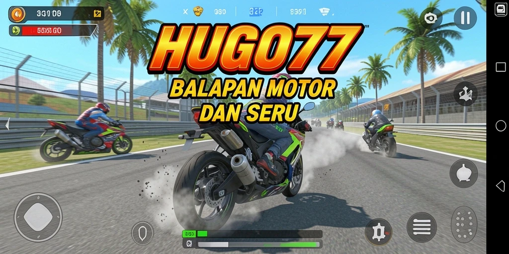 Tangkapan layar HUGO77 yang menampilkan aksi balapan motor yang seru.