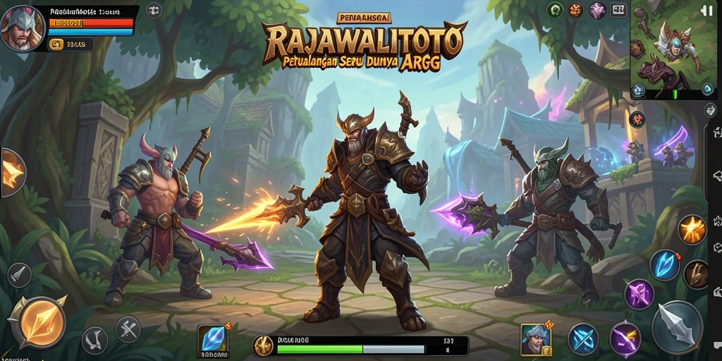Screenshot menunjukkan karakter dalam pertempuran seru di RAJAWALITOTO.