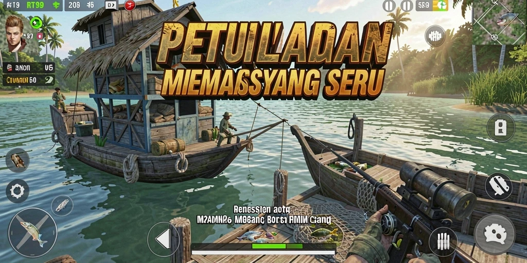 Tampilan gameplay RT99 yang mendalam dan menantang saat memancing.