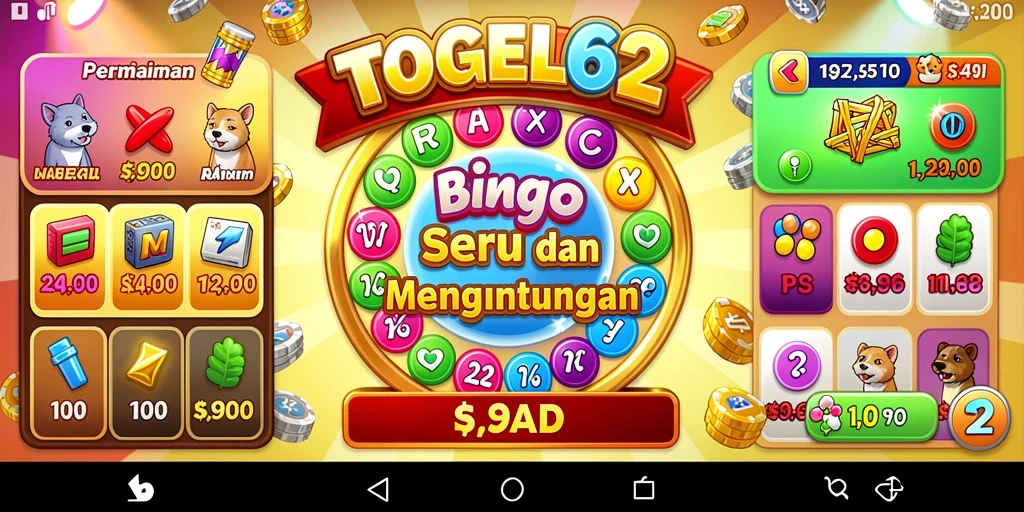 Screenshot gameplay TOGEL62 dengan suasana permainan Bingo yang seru